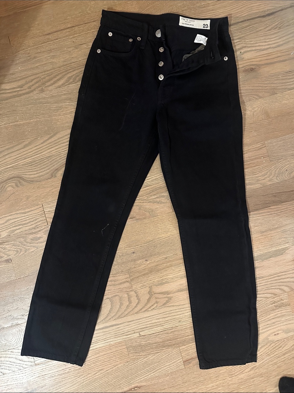 rag & bone Black Skinny Button-Fly Jeans